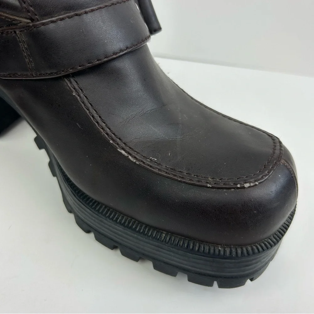 Y2K Vintage Lower East Side Chunky Loafers Dark Brown Size 9.5 Block Heels
